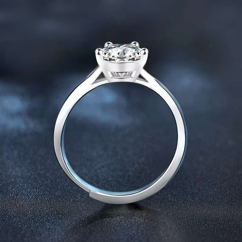 Custom 925 Silver Wedding Ring with Moissanite Diamond Stone Gemstone Jewelry Trendy Style for Anniversary