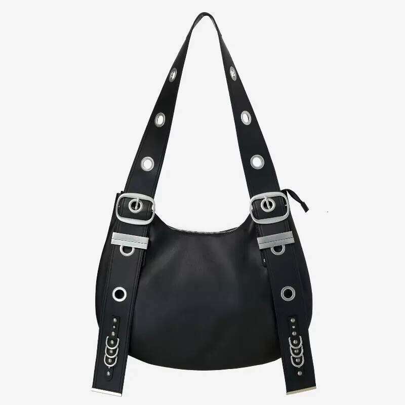 Designer Bags 2025 Bella Wide Strap Hobo Korean Brand Moto Styling Punk Belt Buckle Rivet Shoulder Large Capacity Designer Cross Bag Luxury Bag