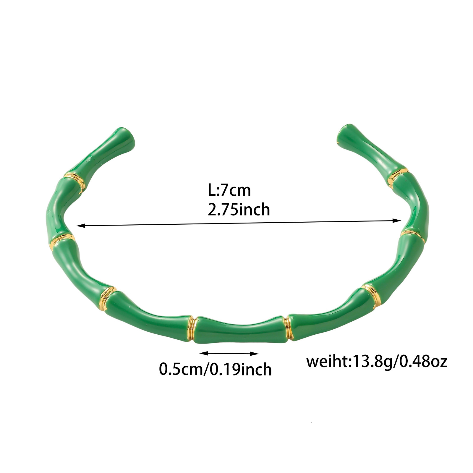 Exaggerated Design Gold-Plated Bamboo Stripe Bracelet Thick Titanium Steel Bangle