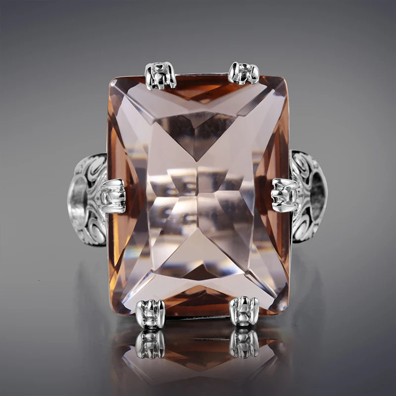 925 Sterling Silver ring Amber Square For Women Bridal Wedding Gemstone Rings Enagement Party Fine Jewelry High Quality 250526