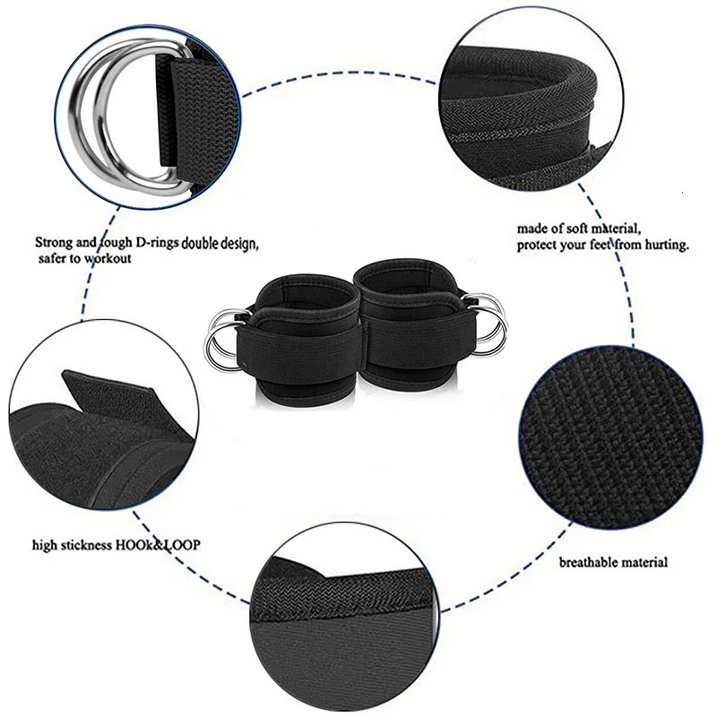 124Pcs Cable Ankle Straps Double DRing Adjustable Cuffs Gym Workouts Glutes Legs Strength Training Brace Support Sport 250530
