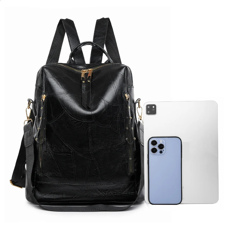 Ladies retro backpack synthetic leather detachable strap multiple compartments multifunctional shoulder bag for daily work 250526