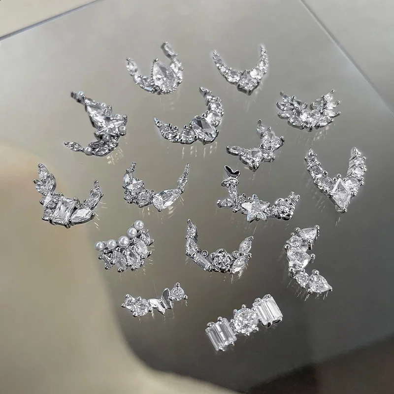 5Pcs Nail Charms Alloy Rhinestones 3D Star Butterfly Heart Necklace Crown Nails Crystal Diamond Nail Art Decoration Accessories 250528