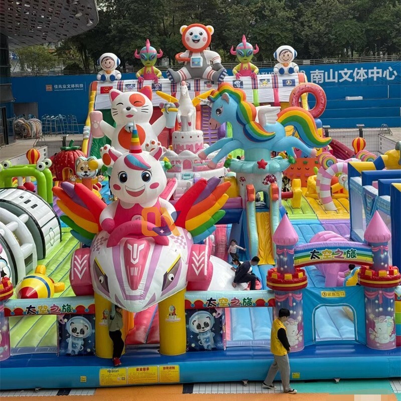 Space Odyssey Slide Big Yellow Duck Water Bouncy Fantasy Park Mechanical Iatable Castle