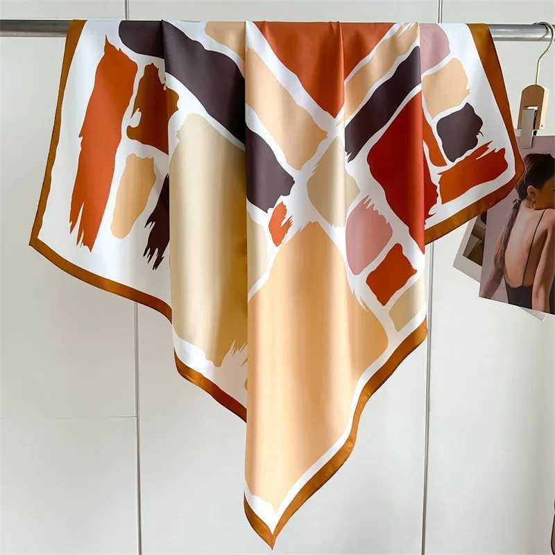 Women Design Square Headscarf Popular Scarves Model Sunscreen Silk Hijab Fashion Bandana 90X90cm Beach Shawls Tie Bag Decoration W250602