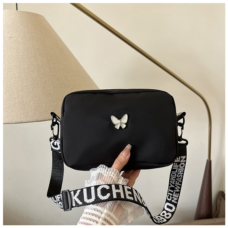 Free Shipping Designer Fashionable And Versatile Nylon Fabric Broadband Small Square Bag Ins Butterfly Women's Simple Single Shoulder Diagonal Cr