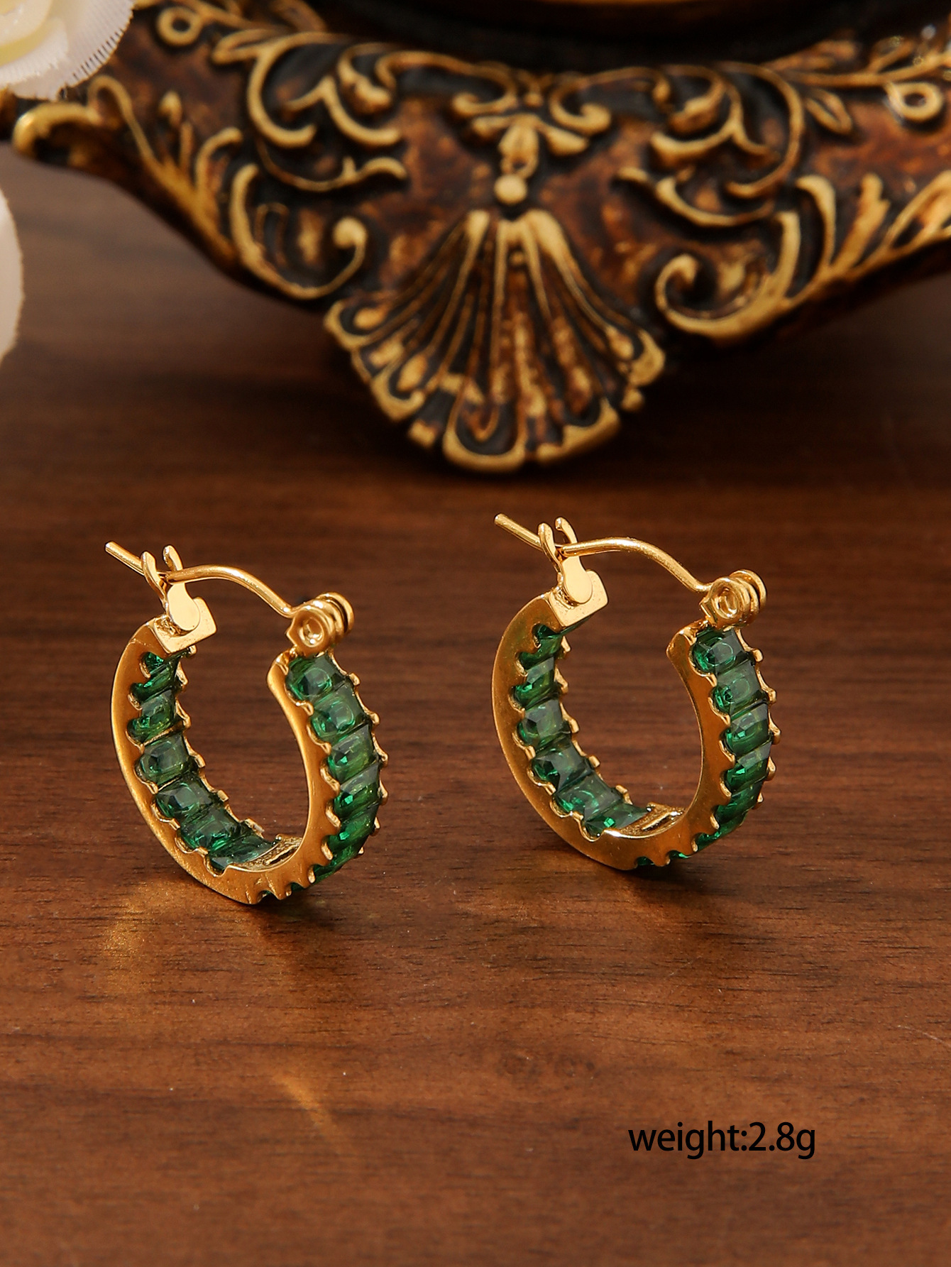 Titanium Steel Round Dia-Studded for Women, Unique Double-Sided Zircon Inlaid Gold Earrings