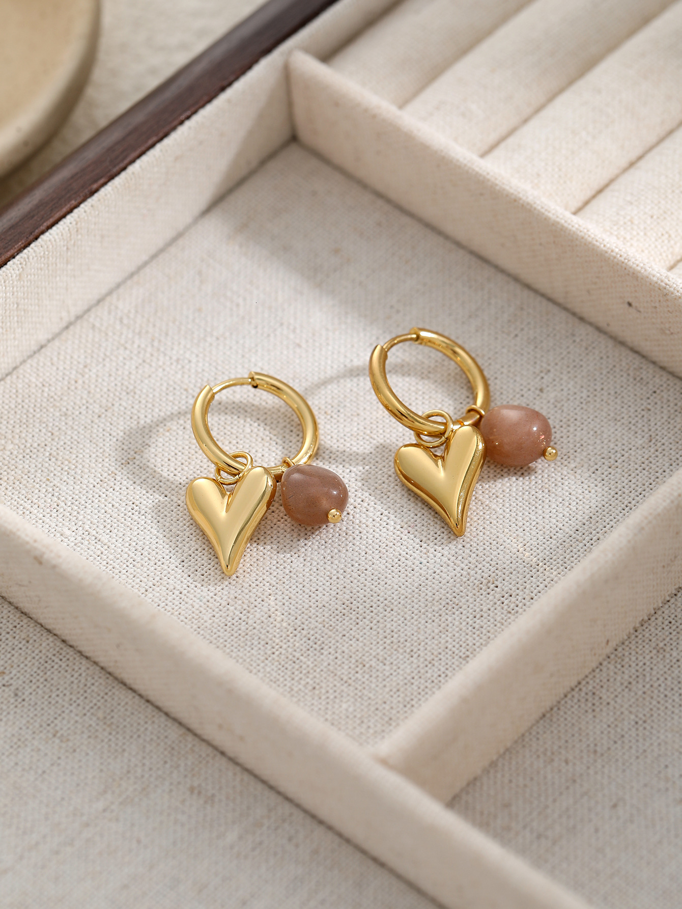 Stainless Simple Round Bead Snake Chain Jewelry Fashion Titanium Steel Non-Fading Sharp Mouth Heart Earrings Ear Studs