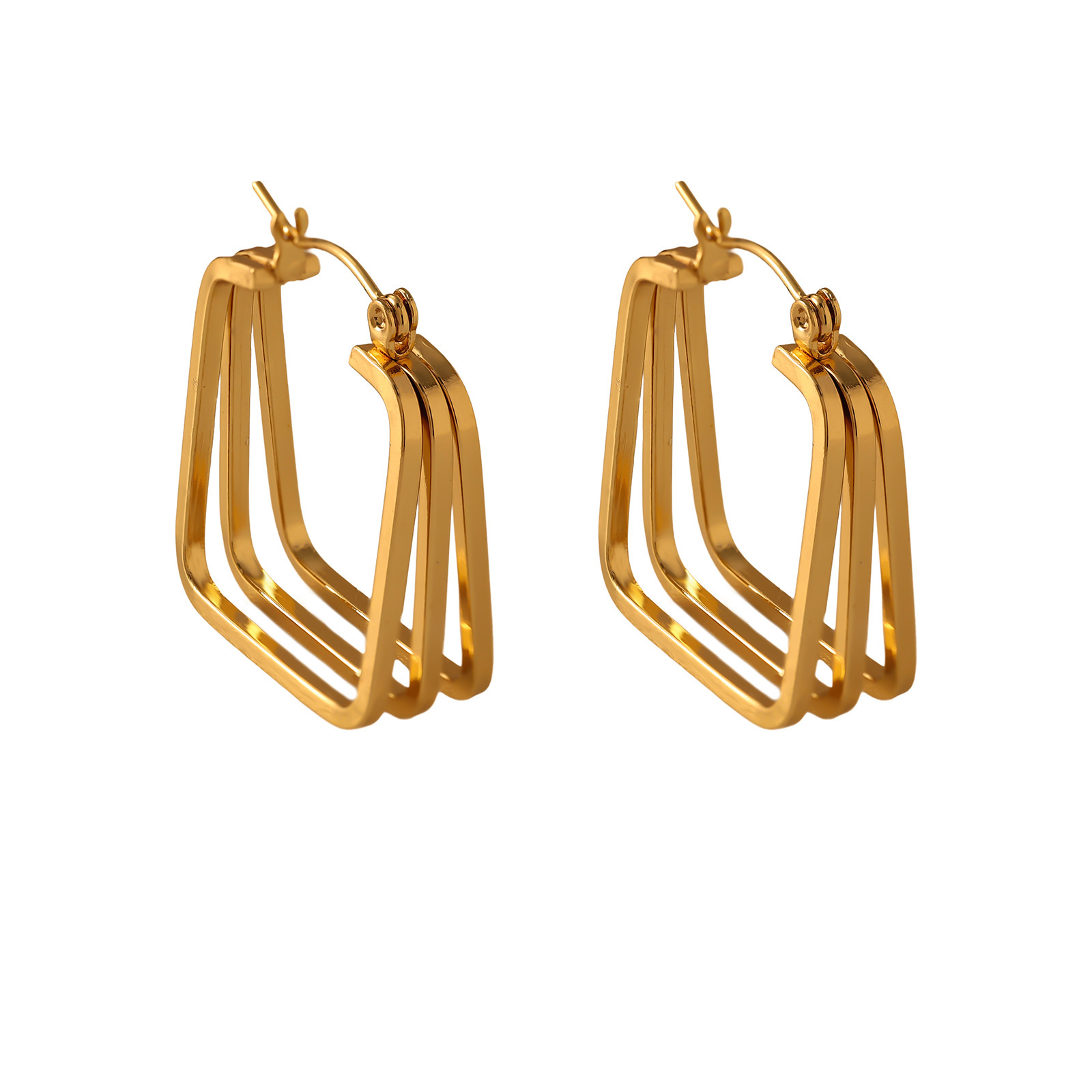 Square Geometric Women's C-Shaped High-End Sense Hoop Hepburn Style Earring