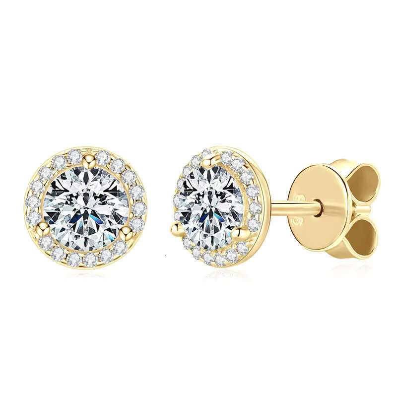 Sparkle 1ct 2ct 3ct 5mm/6.5mm/8mm Multi Size Moissanite 925 Sterling Silver Stunning Halo Round Earrings