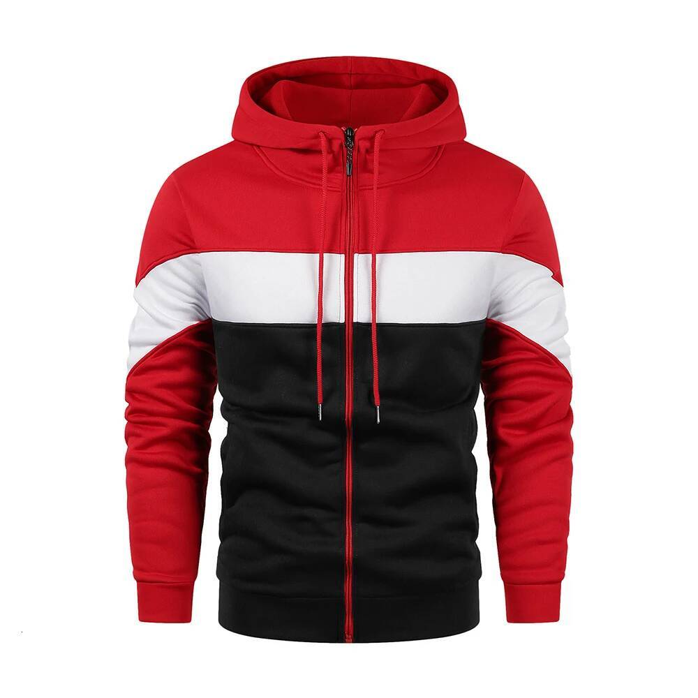 Men's Zipper Patchwork Sport Outdoor Casual Everyday Hoodie Slim Fit Sweatshirt