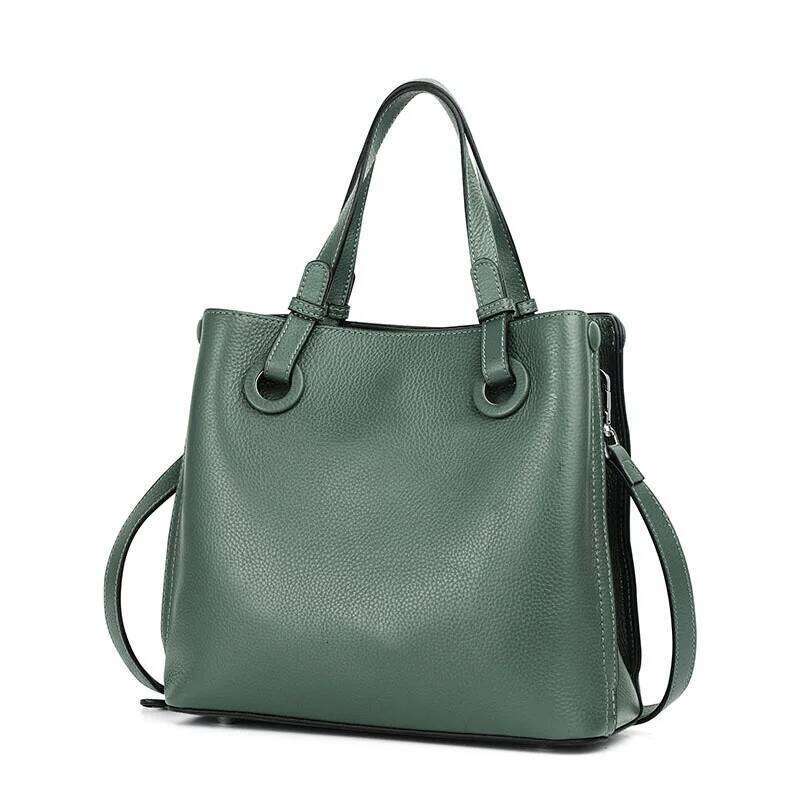 Genuine Leather 2023 New Atmosphere Crossbody Bucket Wrap Head Layer Cowhide Bag Women's Handbag