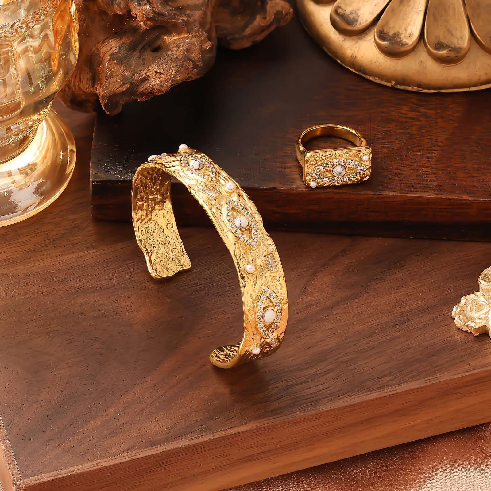 Zircon Stainless Steel Open Bracelet Jewelry