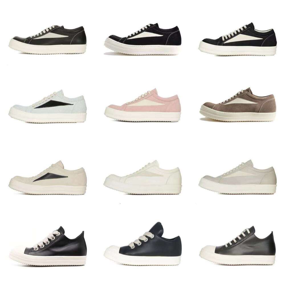 RO Owens Infringement Model New Men and Women Couple Leather Suede Gray White Black Low-top Casual Sports Shoes Sneakers