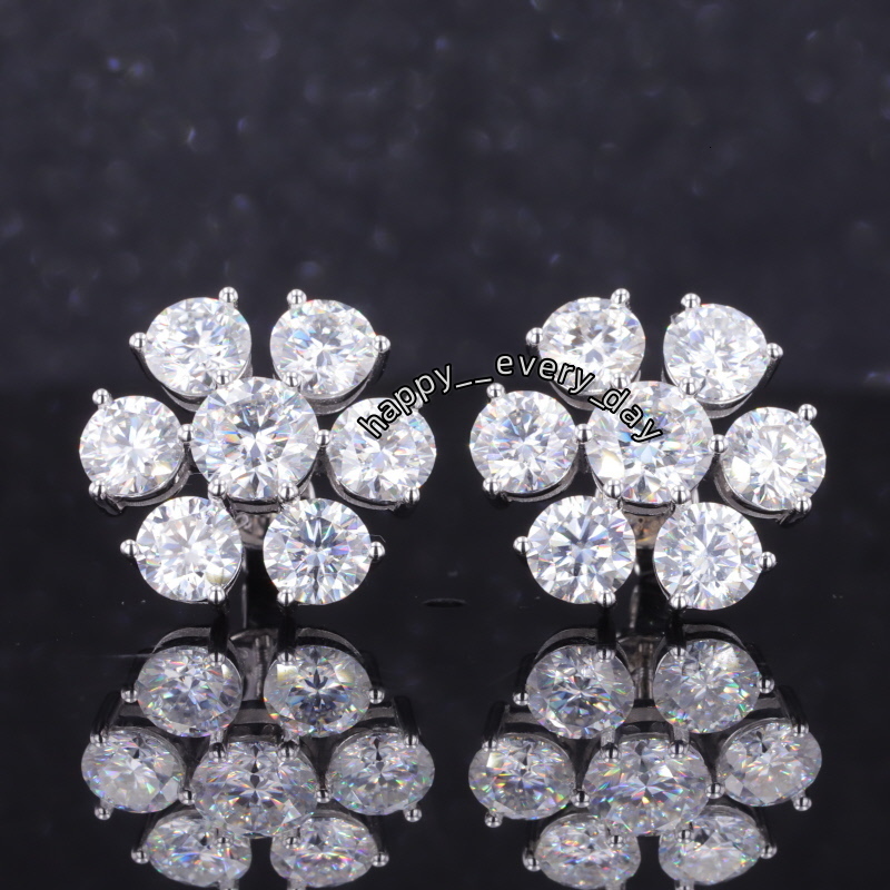 Starsgem High Quality 10K 14K 18K White Gold Moissanite Jewelry Diamond Stud Earring