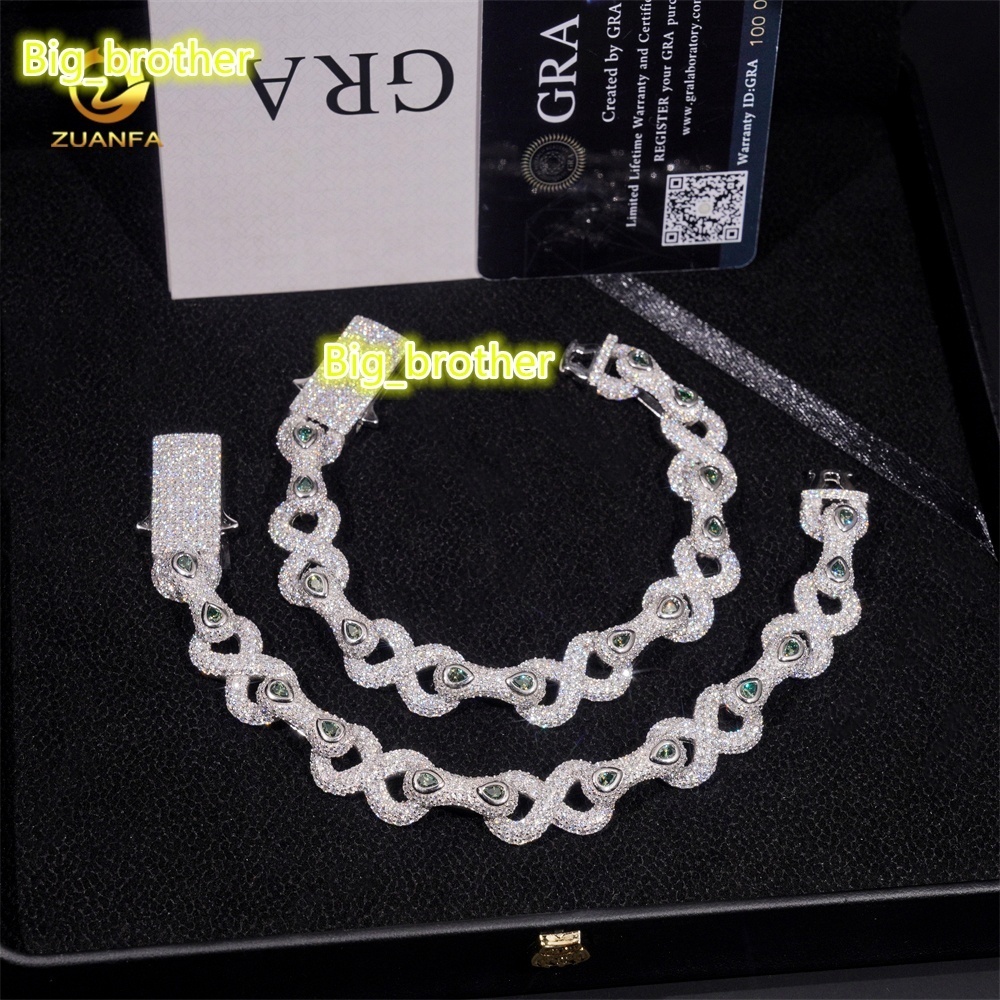 Sterling Silver 925 Fine Jewelry Pendant Necklace Bracelet Iced Out Vvs Moissanite Hip Hop Jewelry Cuban Link Chain