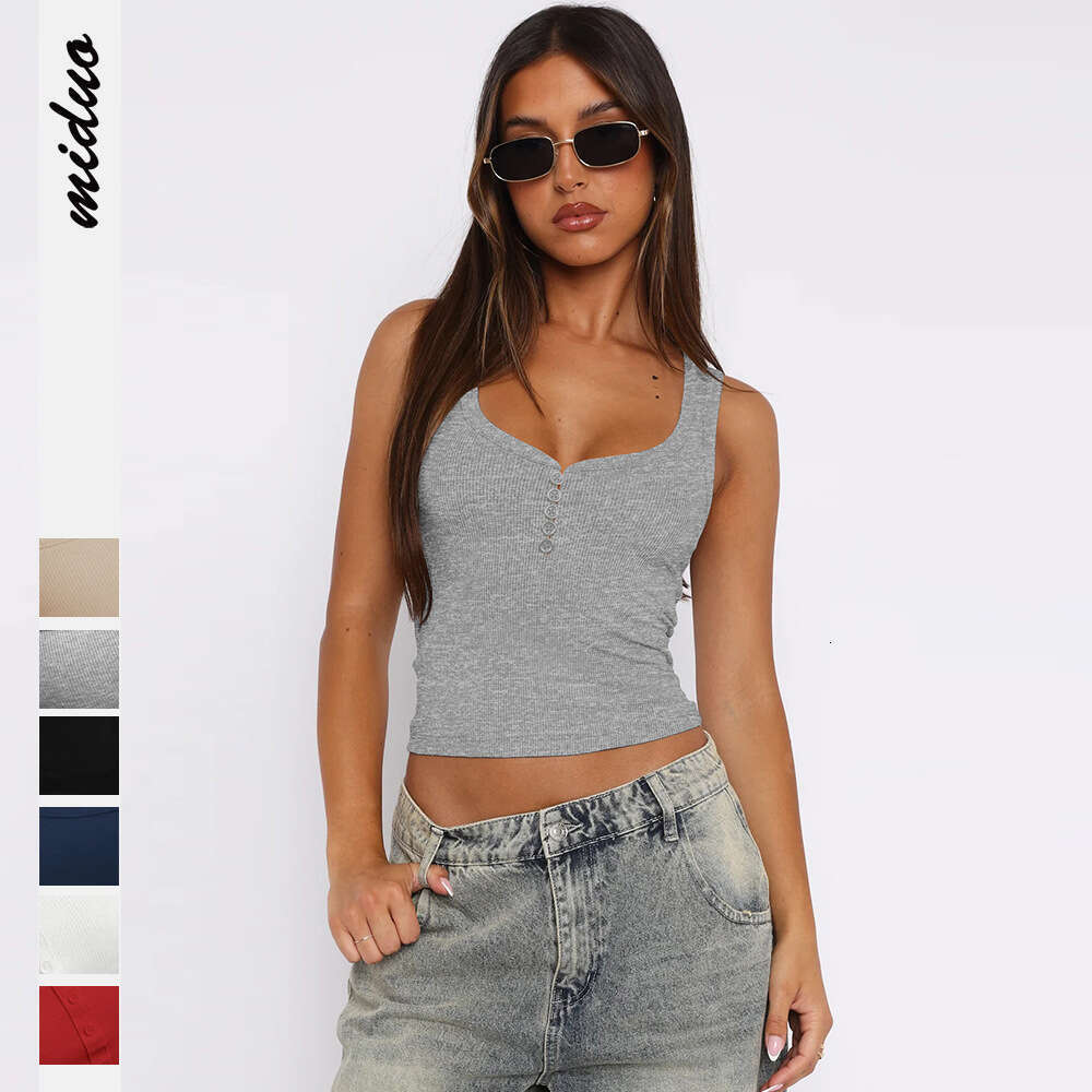 American Style Girl Low U-Neck Off-Shoulder Y2K Women's Camisole Summer New Sweet and Spicy Sexy Slim Fit Top for Women