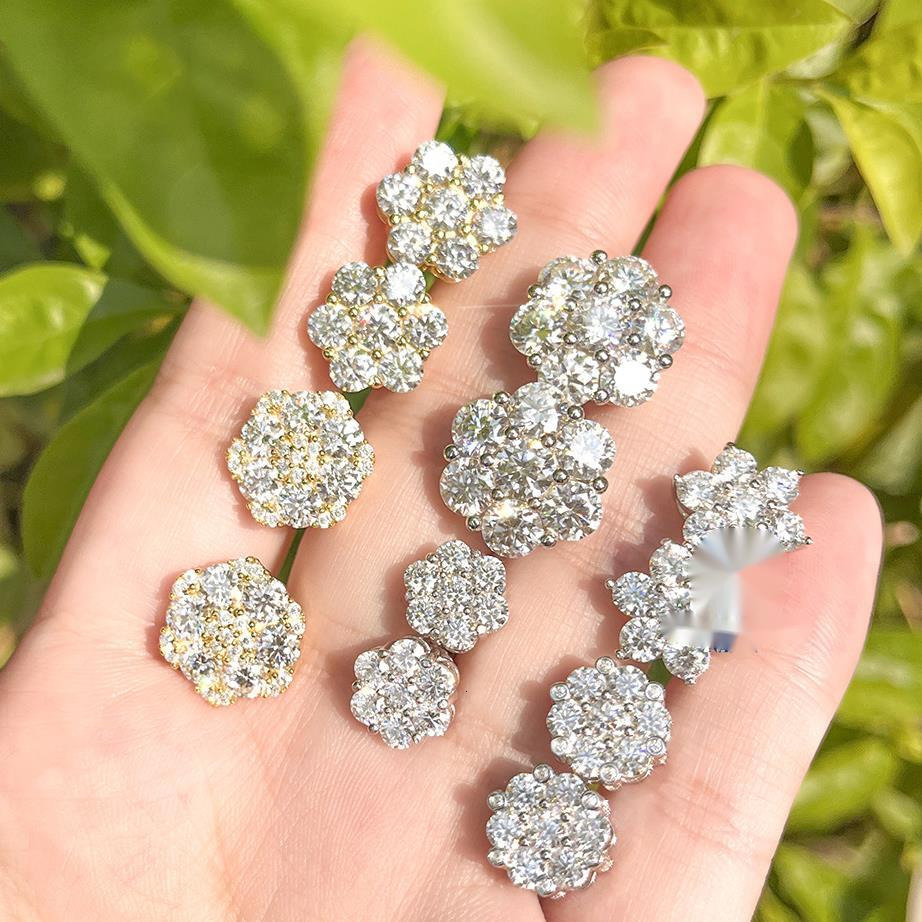 Fine Jewelry Past Diamond test Earrings Vvsmoissanite Stone Fashion Iced Out 925 Sterling Silver Flower Earrings