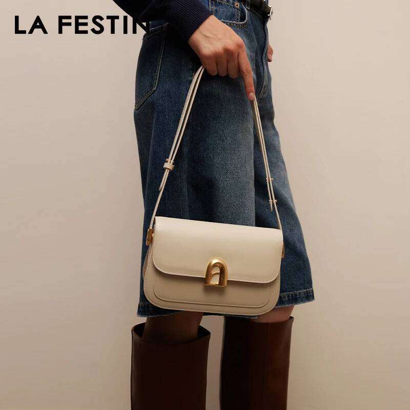 LA FESTIN Women's bag 2024 New Leather Shoulder Crossbody Fashion Designer Small Square Bag free shipping