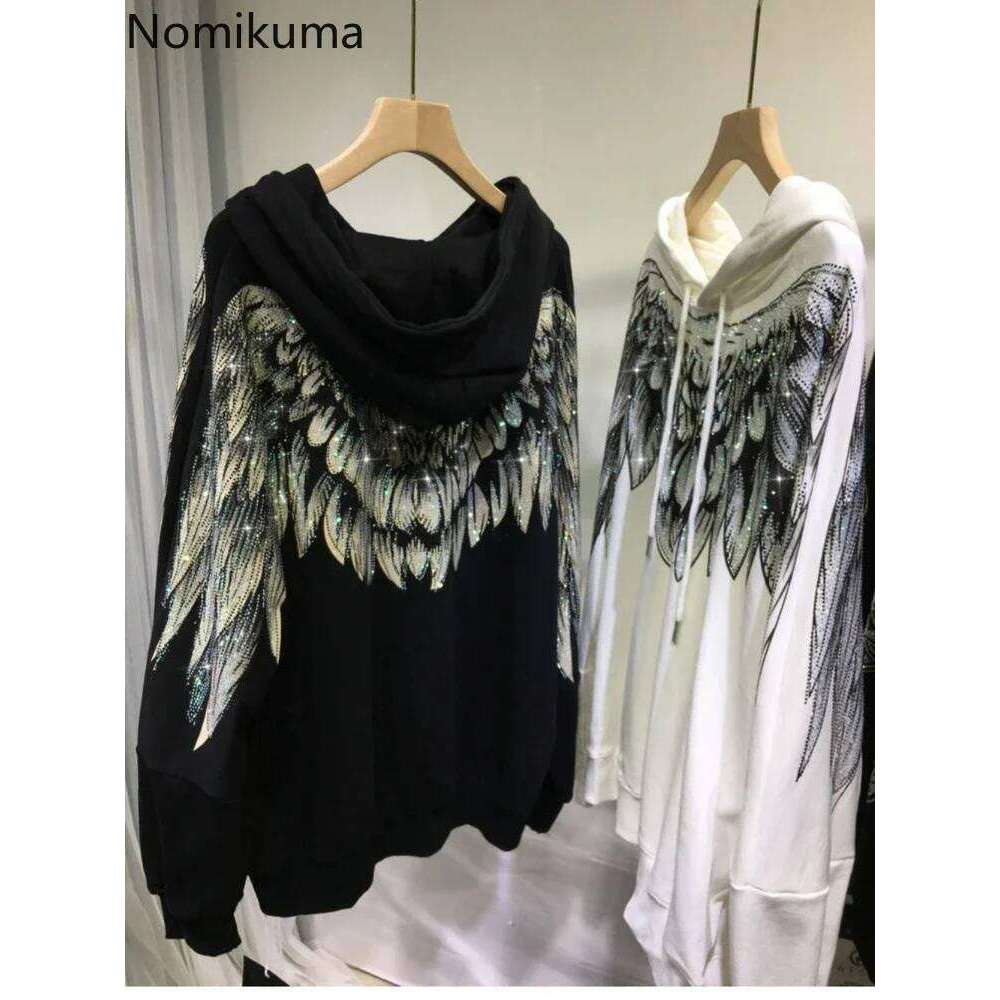 Streetwear Hoodie Women Clothing Haruku Heavy Dia Wings Hooded Sweatshirts Casual Fashion Hoodies Y2k Tops 2025 Ropa Mujer