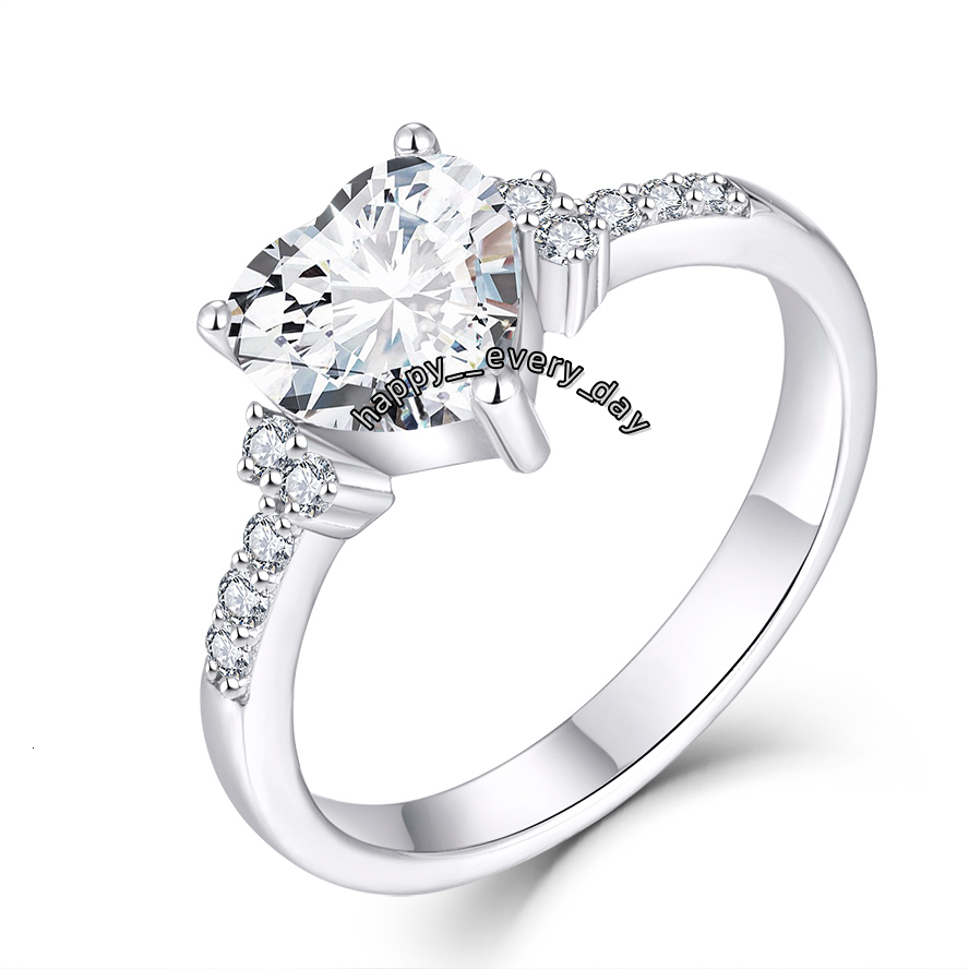 YILUN 925 Sterling Silver Heart-Shaped Moissanite Engagement Ring for Women