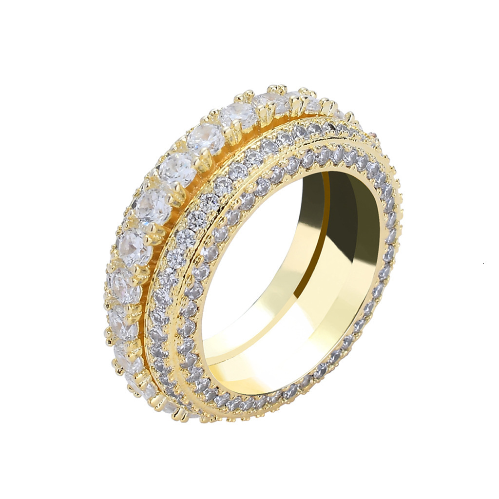 Five rows of Moissanite rotatable ring moissanite