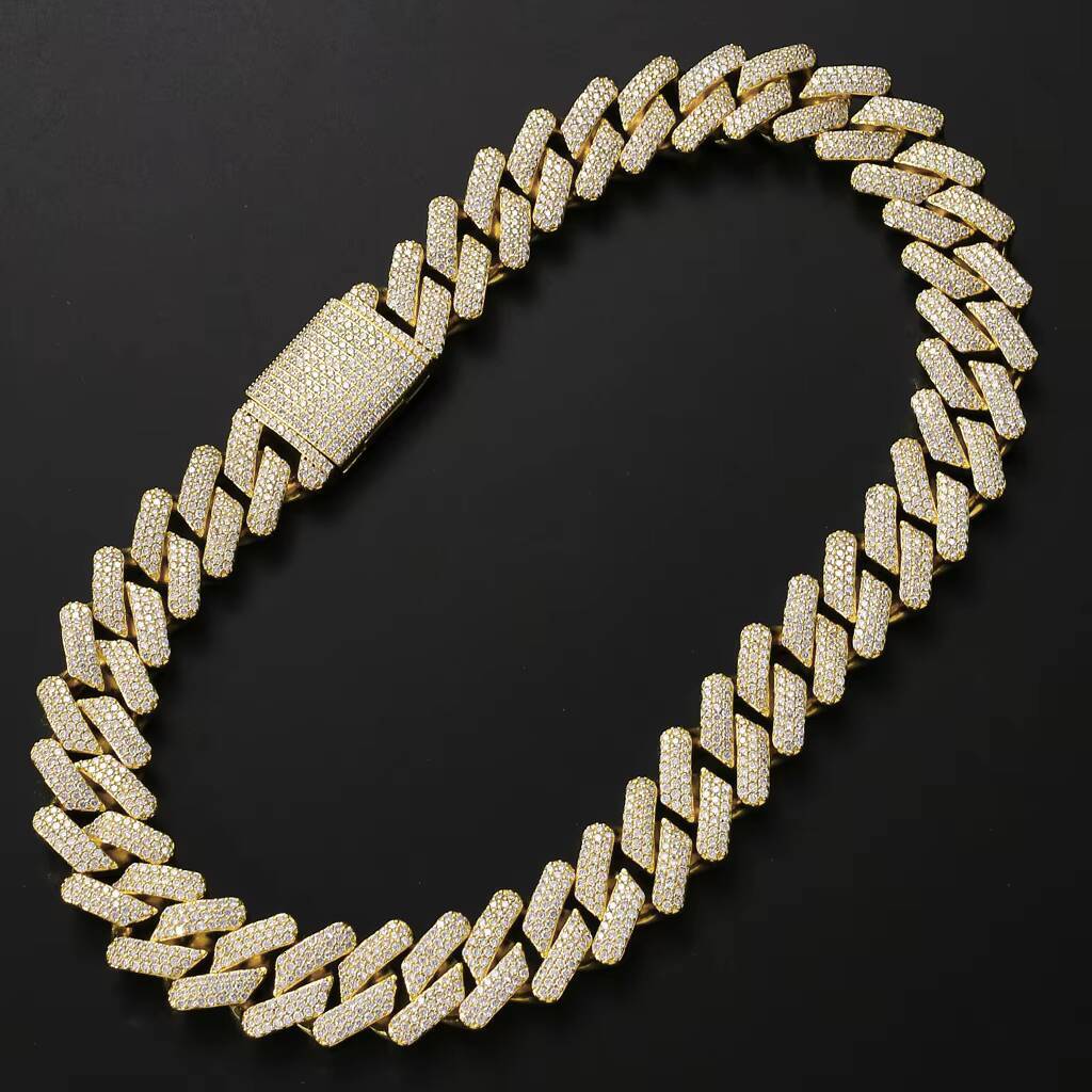 2023 New Water Drop Delivery Hip Hop Jewelry 20mm Miami Pointed Chain Brass 14k Gold Plated Ice CZ Box Buckle Cuban Necklace