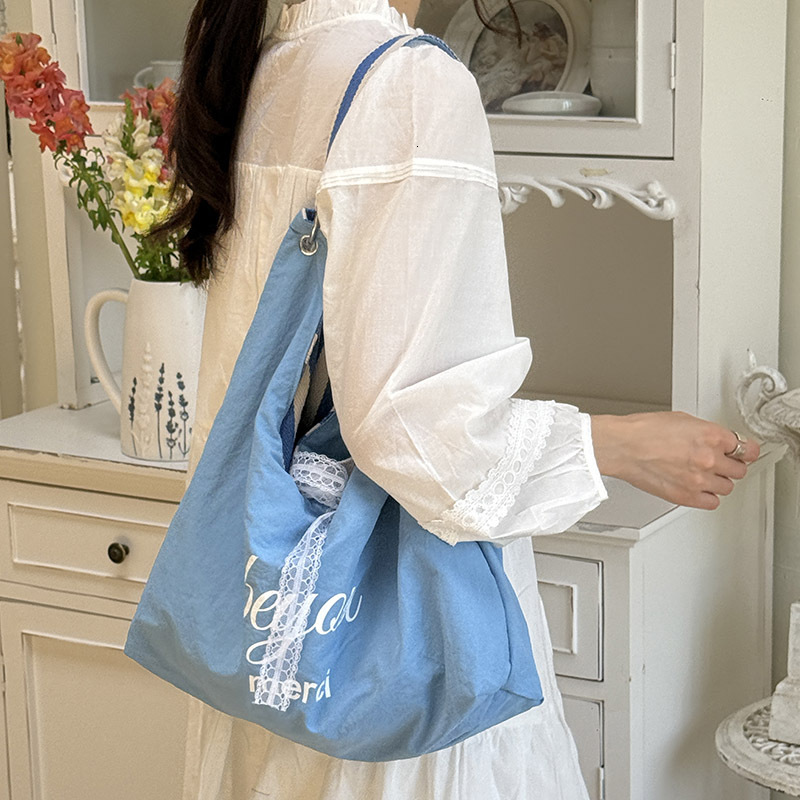 designer Striped Canvas Bag for Women Summer 2025 New Trend Korean Letter Print Double-Sided Shoulder Bag Student Class Bag