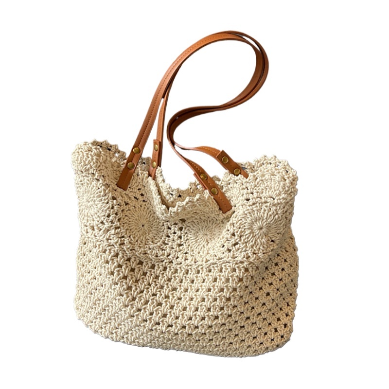 designer Large Capacity Straw Bag for Women 2025 Summer New Woven Bag Hollow Beach Vacation Shoulder Tote Bag