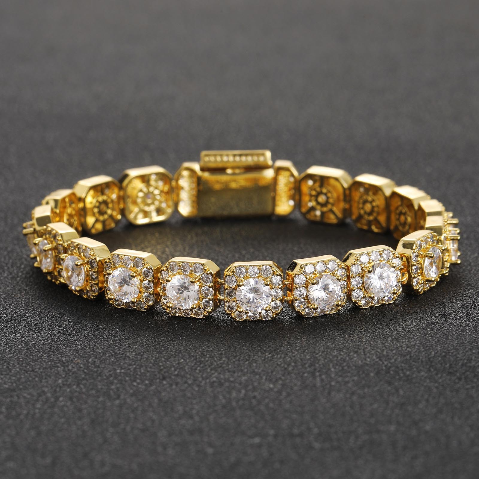 Meisa Bracelet 10mm Wide Ice Sugar Chain Moissanite Bracelet Flip Style Mens Bracelet Fashion Accessories moissanite
