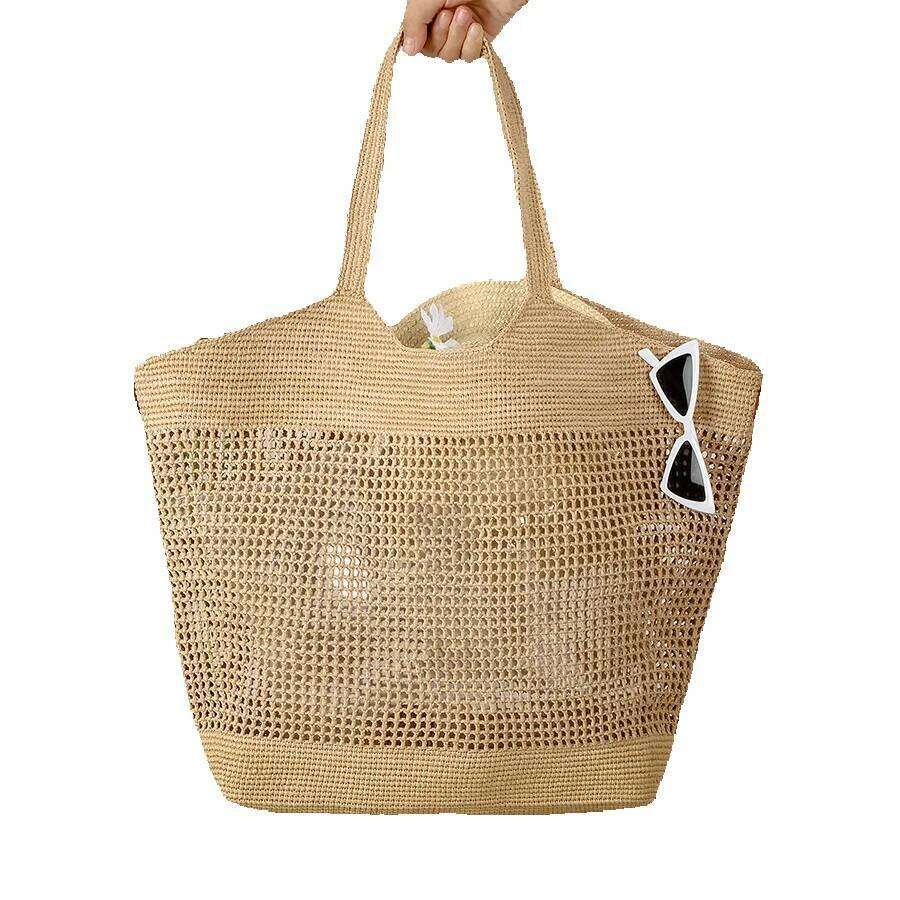 Straw Beach Tote Raffia Handwoven Straw Summer Beach Travel Hollow Large Capacity Tote Bag For Women Crossbody Bag