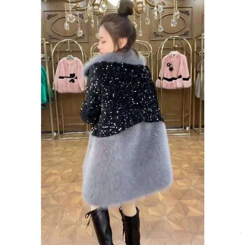 European Genuine Fur Integrated Fashion Ins Coat Network Red Mink Cotton-padded Simplicity of Foreign Style