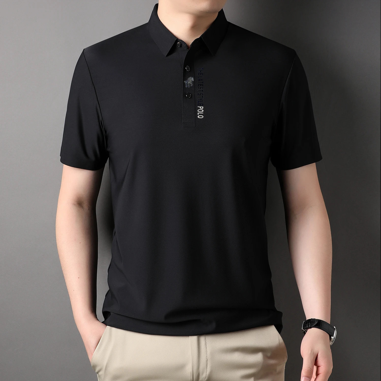 Polo Shirt Short Sleeve Summer Fashion Embroidery Business Casual Cool Feeling Ice Silk Breathable Shirt Men Clothing 250529