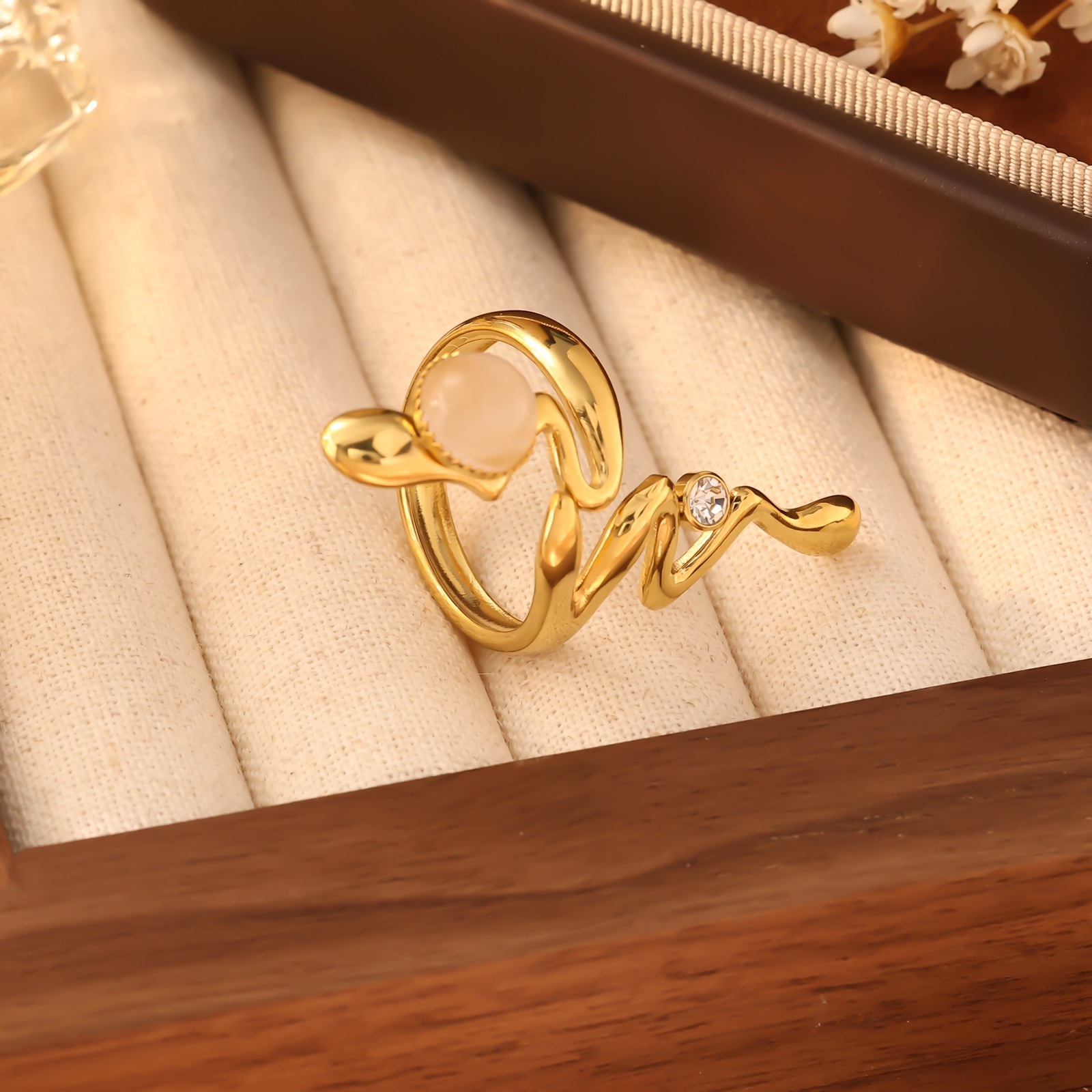 Snake Twisted Design Sense Multi-layer Polished Personality Bold Hip-hop Stainless Steel Ring Jewelry