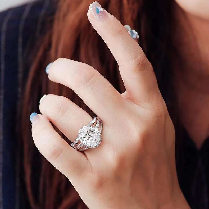 High Quality 14K Moissanite Wedding Ring for Couples Luxury Light Sensation Female Niche