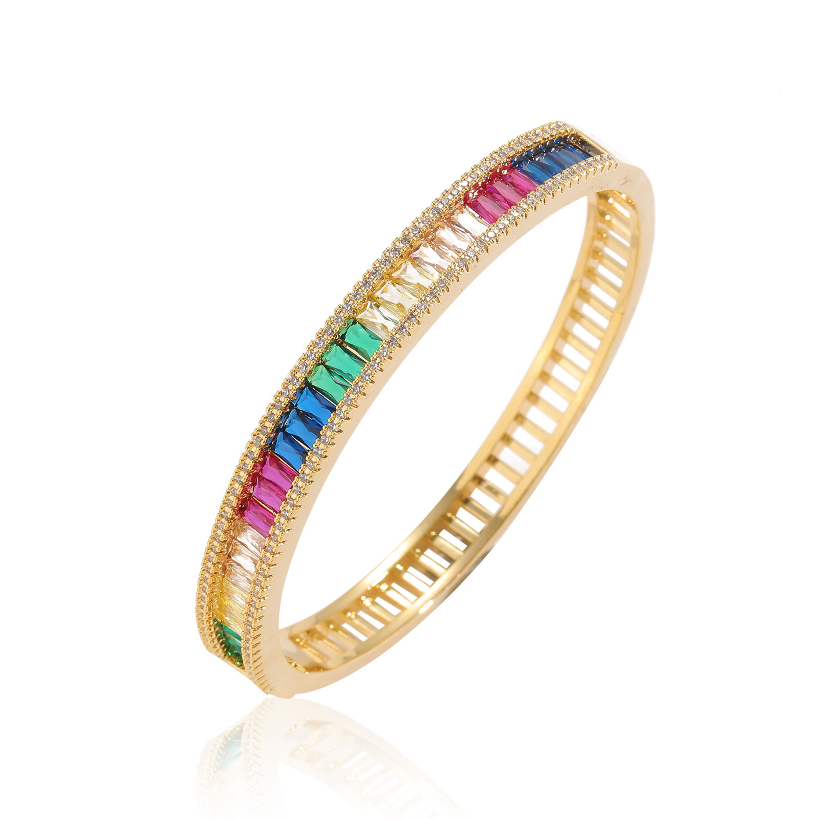 Hip Hop 8mm Colorful Bracelet Hidden Clasp Women Niche Light Luxury Cubic Moissaniteia Personality Trendy Accessories moissanite