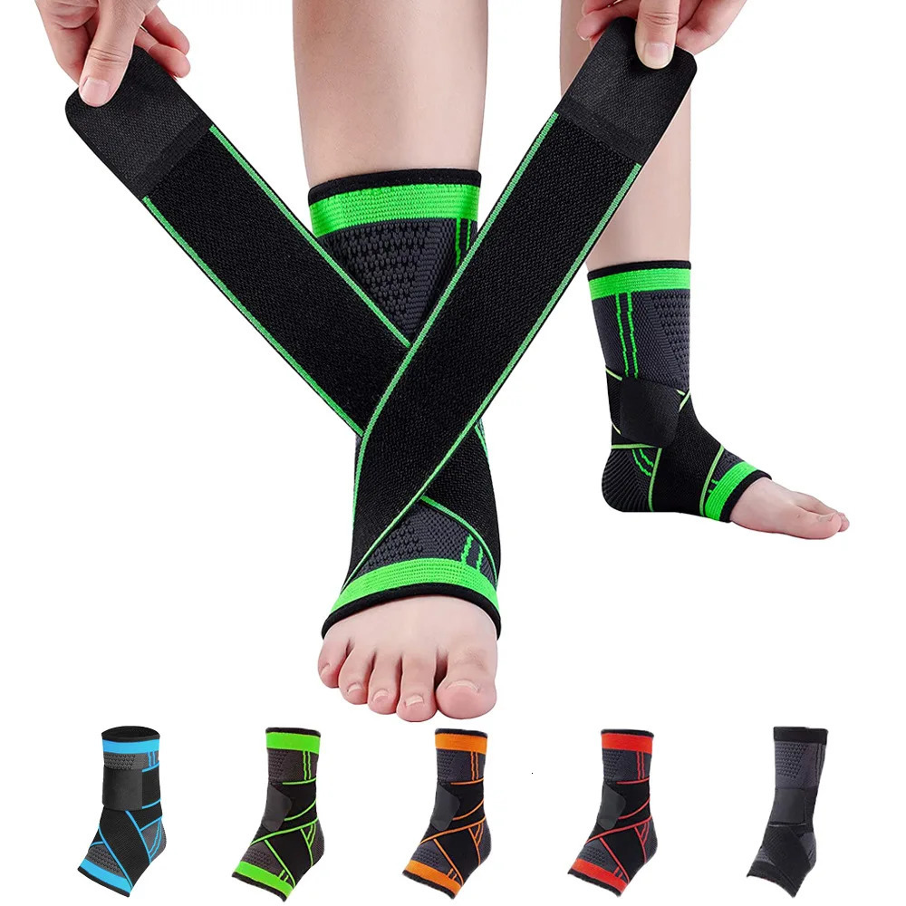 Adjustable Ankle Support Compression Brace Protector for Running Soccer Basketball Nylon Knitted Gym Bandage Strap 250530