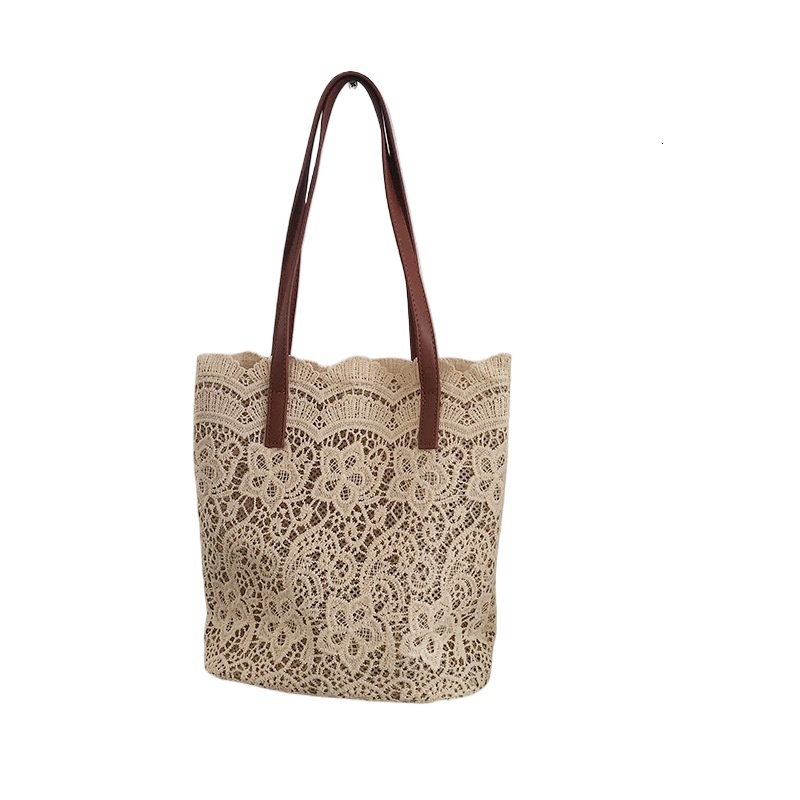 designer New Summer Korean Style Lace Woven Bag for Women Large Capacity Shoulder Bag Tote Bag Beach Bag Wholesale