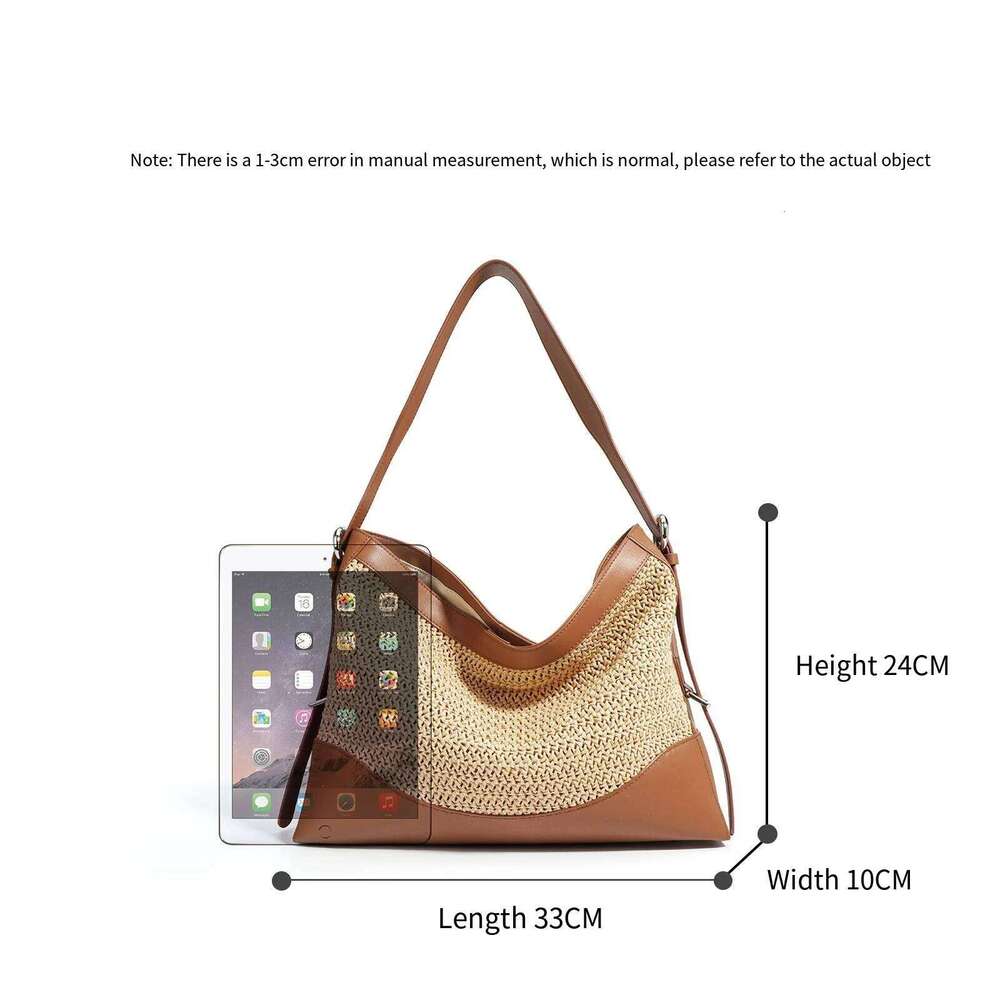 Factory Customized Raffia Tote Shoulder Handbag Polyester Paper Straw Beach Bag With Cowhide Leather