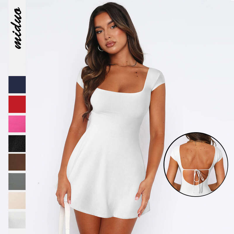 Women's Y2K Fashion Slim Short Backless Tie Strap Hot Girl One-Step Sexy Dress