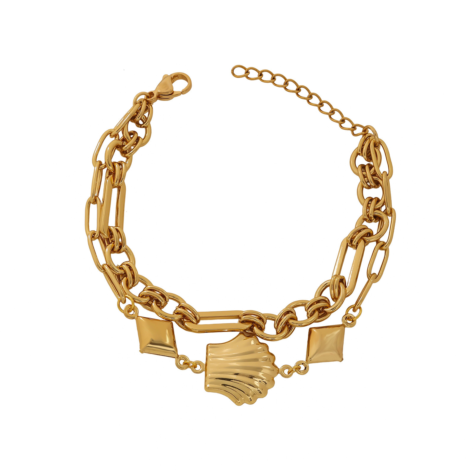 Jewelry Stainless Steel Gold-Plated Rough Knotted Hip-Hop Style Bracelet for Women