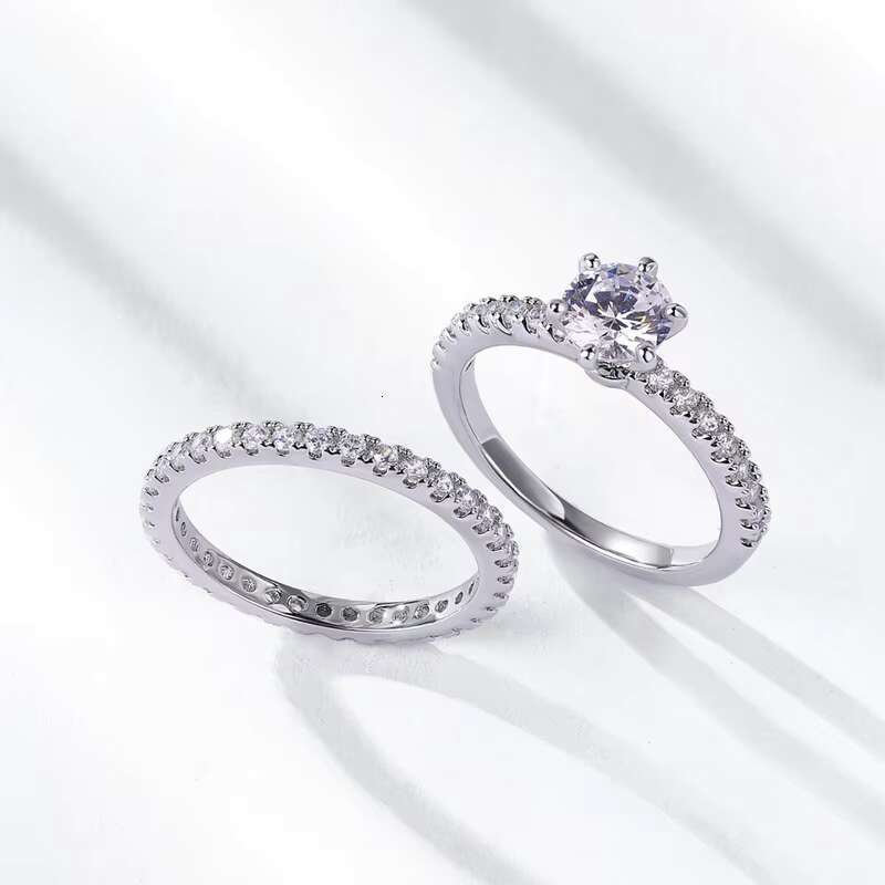 KACY Jewelry Moissanite Wedding Ring Set Moissanite Diamond Engagement Ring for Couple Sterling 925 Silver Ring
