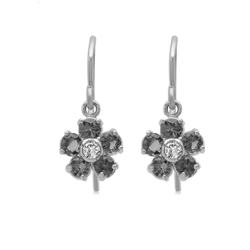 Women Gift Party Large Green Stone Diamond Flower Drop Stud Earrings