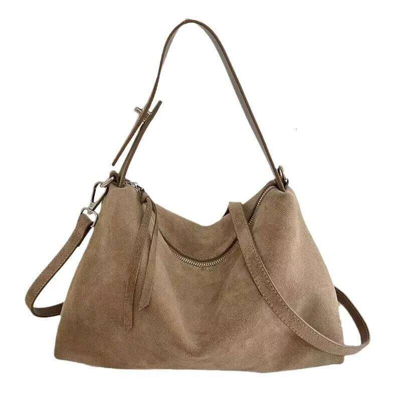 Designer Bag Genuine Fashion Autumn Winter Boston Tote Soft Matte Suede Cow Leather Women S Handbag Shoulder Crossbody Bag For