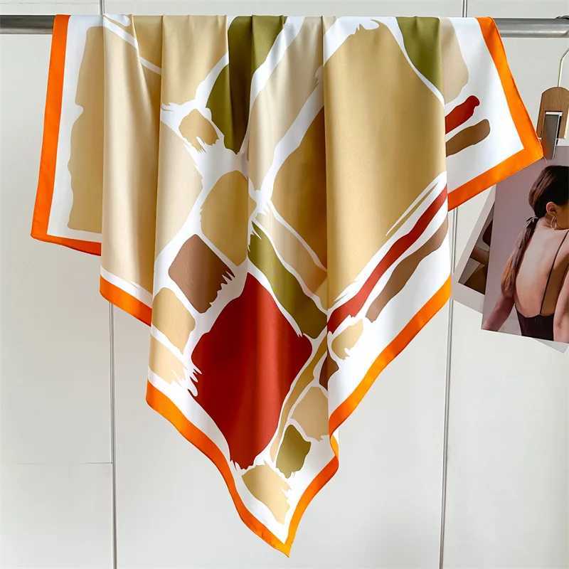 Women Design Square Headscarf Popular Scarves Model Sunscreen Silk Hijab Fashion Bandana 90X90cm Beach Shawls Tie Bag Decoration W250602