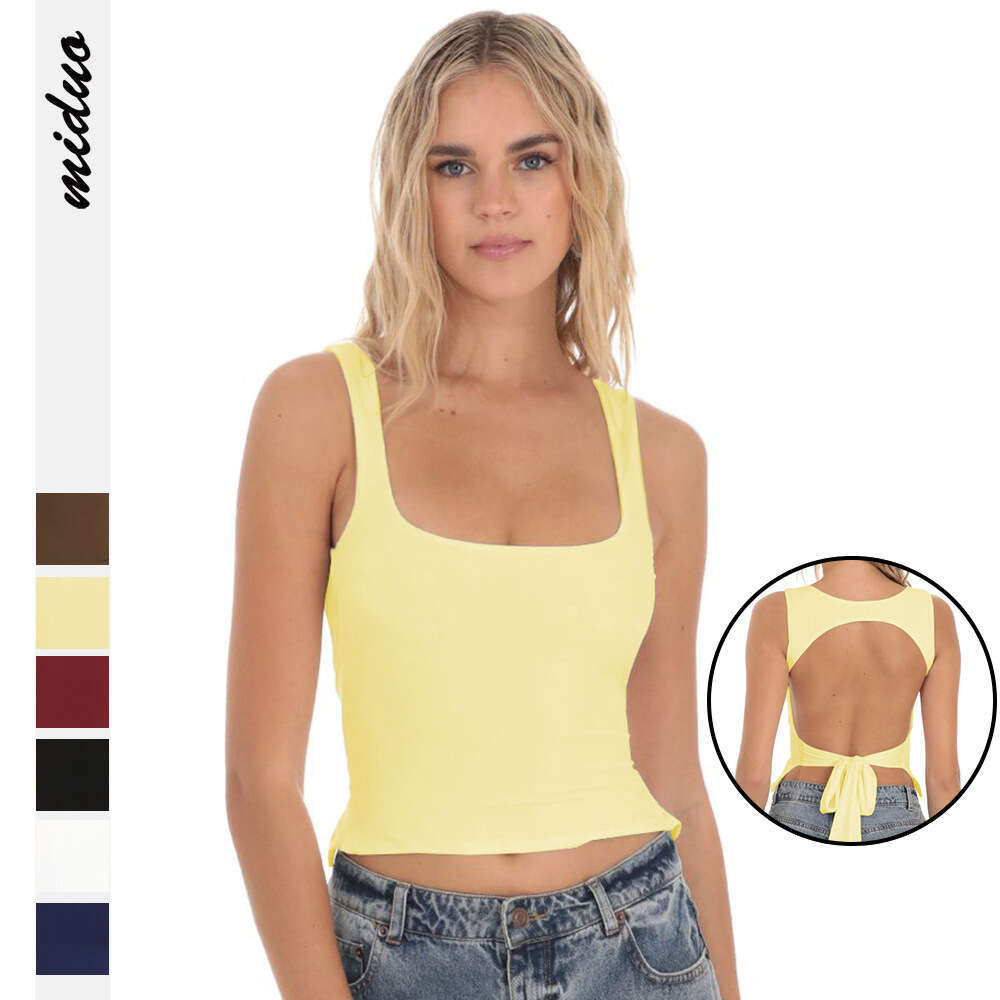 2025 Backless Tie Strap Camisole Y2K U-Neck Sexy Base Shirt Sleeveless Women's Tight-Fitting Top1