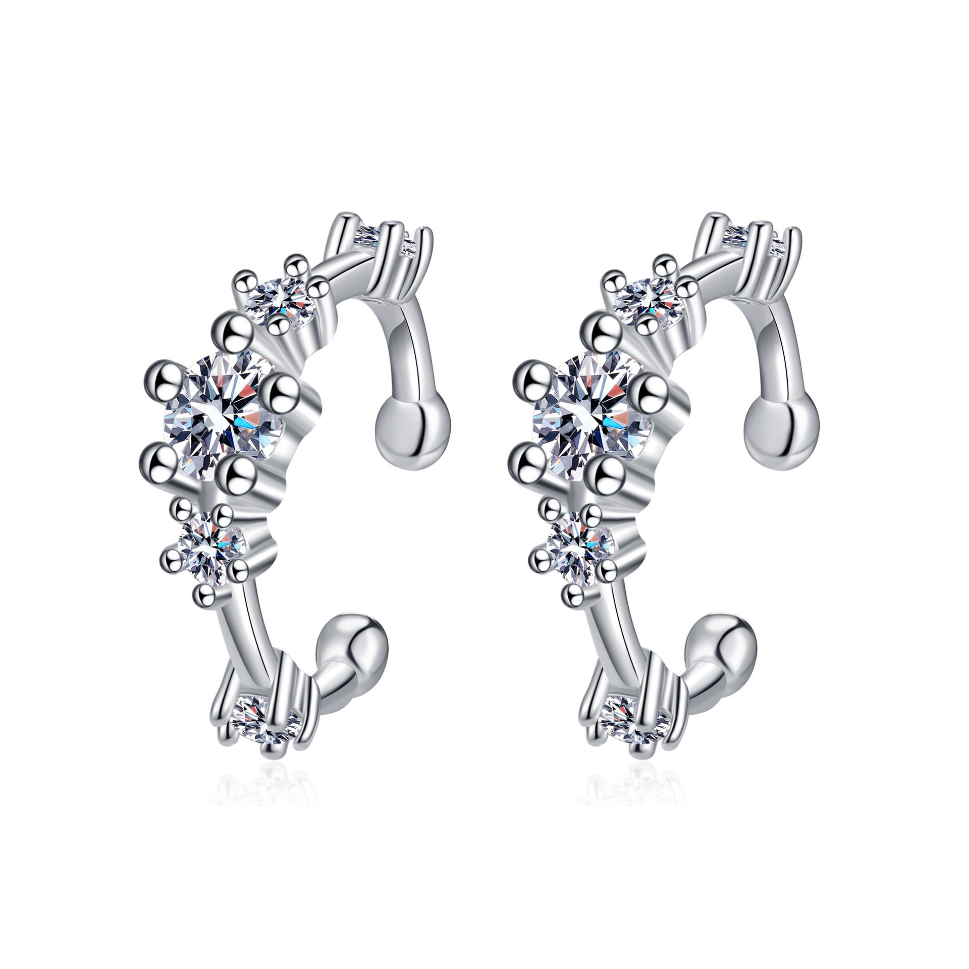 925 Sterling Silver Moissanite Ear Cuff, Non-Piercing Ear Jewelry, Trendy and Minimalist Design, Perfect for Everyday Wear or Special Occasions