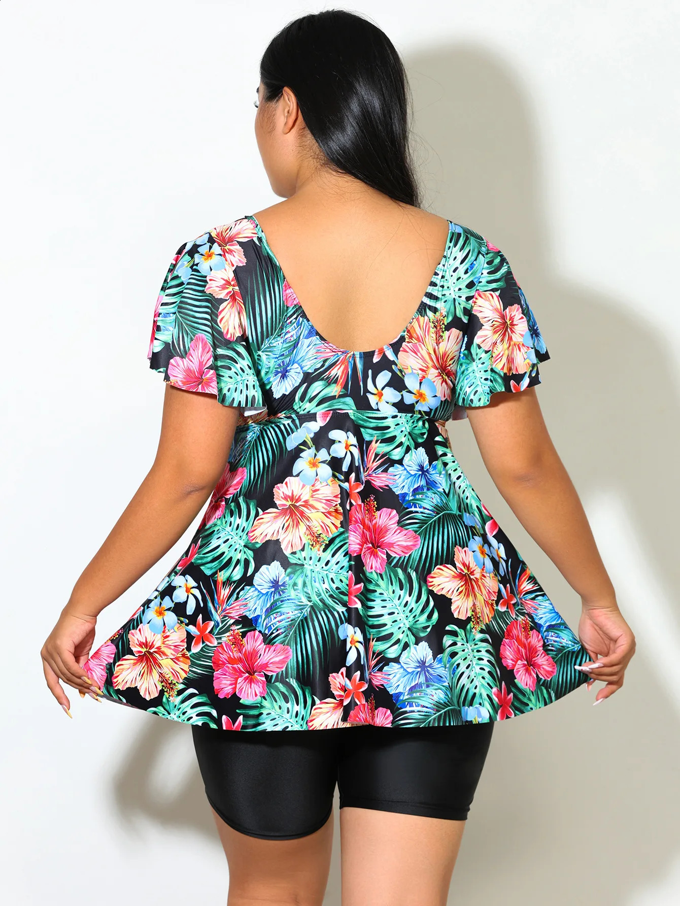 Plus Size Two Piece Tankini Swimsuits For Women Printed Swim Top High Waist Shorts Tummy Control Bathing Suits 250528Z