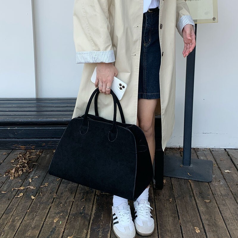 designer 2025 New Autumn Winter Retro Faux Suede Tote Bag for Women Large Capacity Shoulder Commuter Handbag Shopping Bag