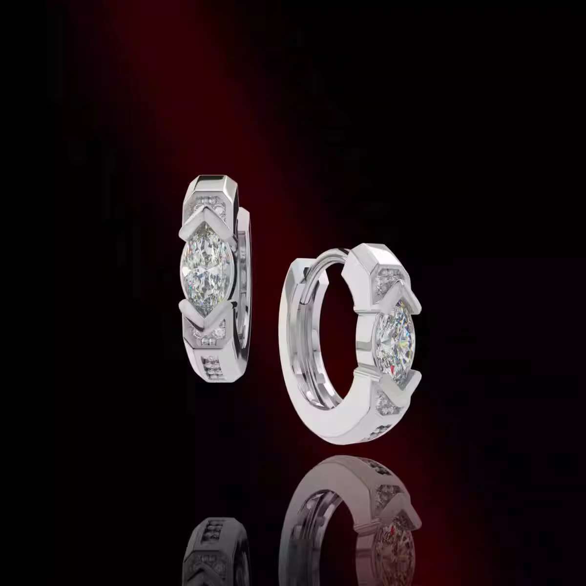 Horus Eye Green Moissanite 4*8mm Stud Earrings for Men Women Moissanite Huggie Earring